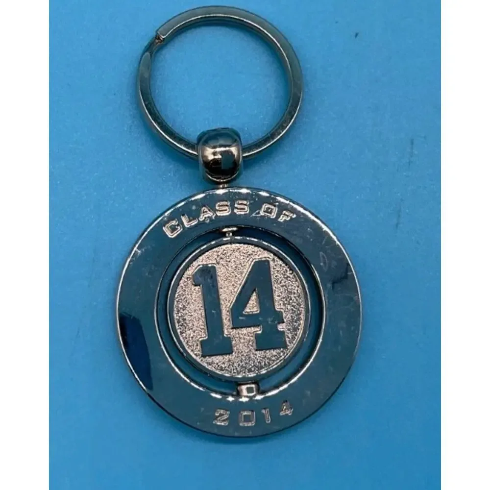 Class of 2014 Spinner‎ Keychain Silver Round Graduation Gift Keepsake
